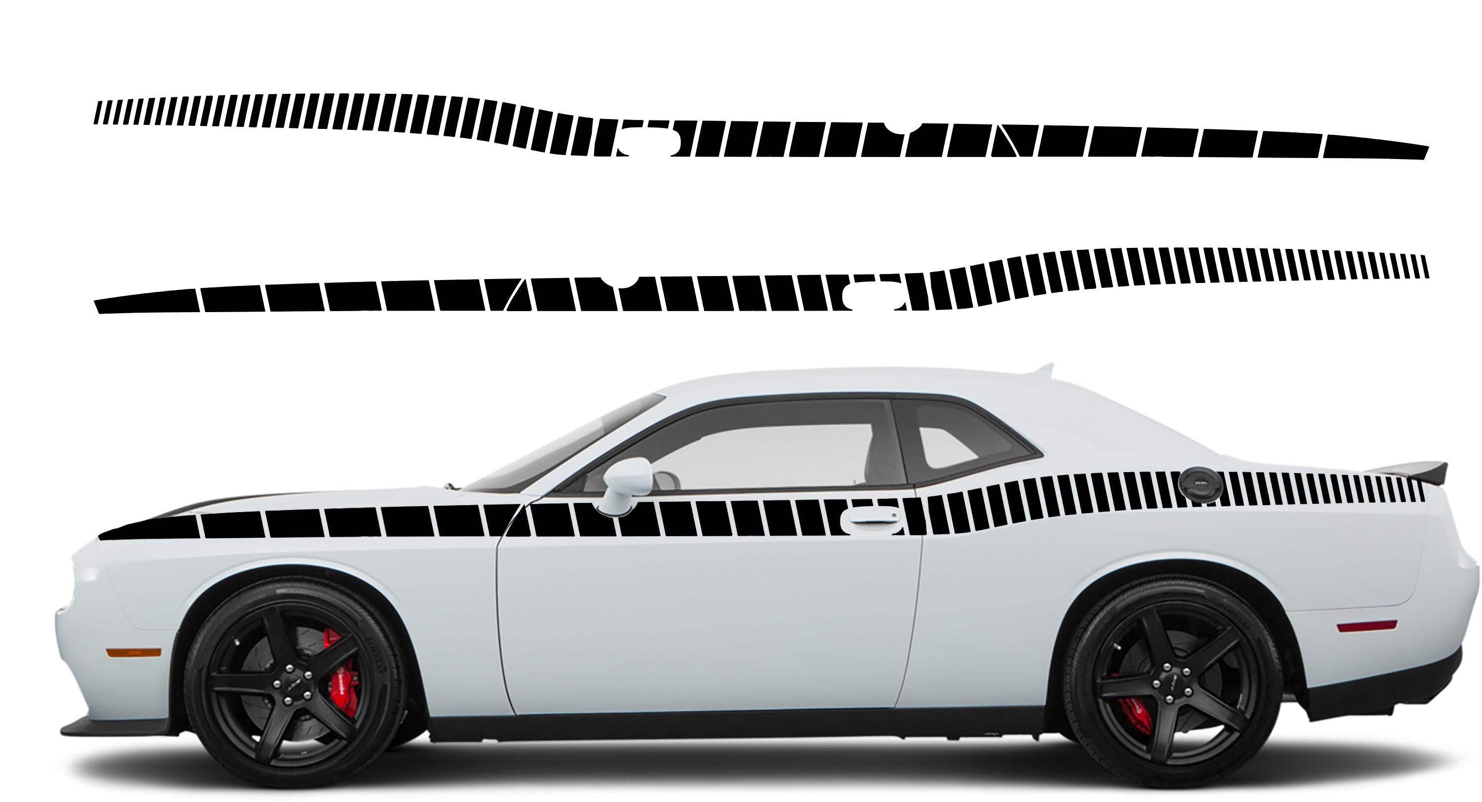 Dodge Challenger Cuba Stripes Side Decals (Pair) : Vinyl Graphics Kit Fits (2008-2023)