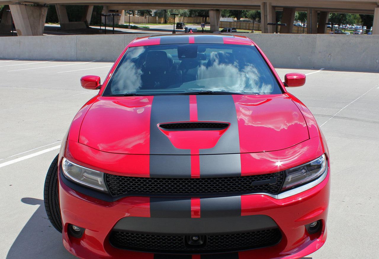 Dodge Charger WideBody (2015 to 2023) | Custom Decals, Graphics and Stickers - Full Body Rally Stripes - Jkprostickers