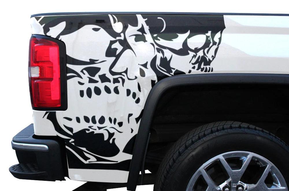 gmc sierra double skull rear bed fender decal stripe kit