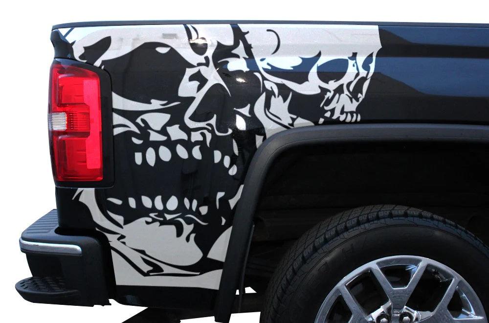 GMC Sierra 2014-2017 Custom Vinyl Decal, Graphics and Stickers - Double Skull Kit - Jkprostickers