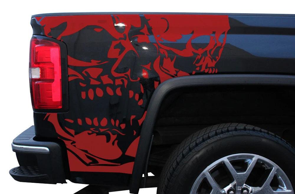GMC Sierra 2014-2017 Custom Vinyl Decal, Graphics and Stickers - Double Skull Kit - Jkprostickers