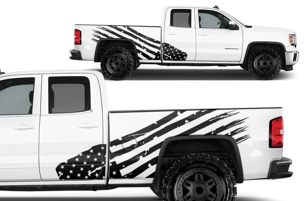 GMC Sierra 2014-2017 Custom Vinyl Decal, Graphics and Stickers - Patriot Flag Decal Kit - Jkprostickers