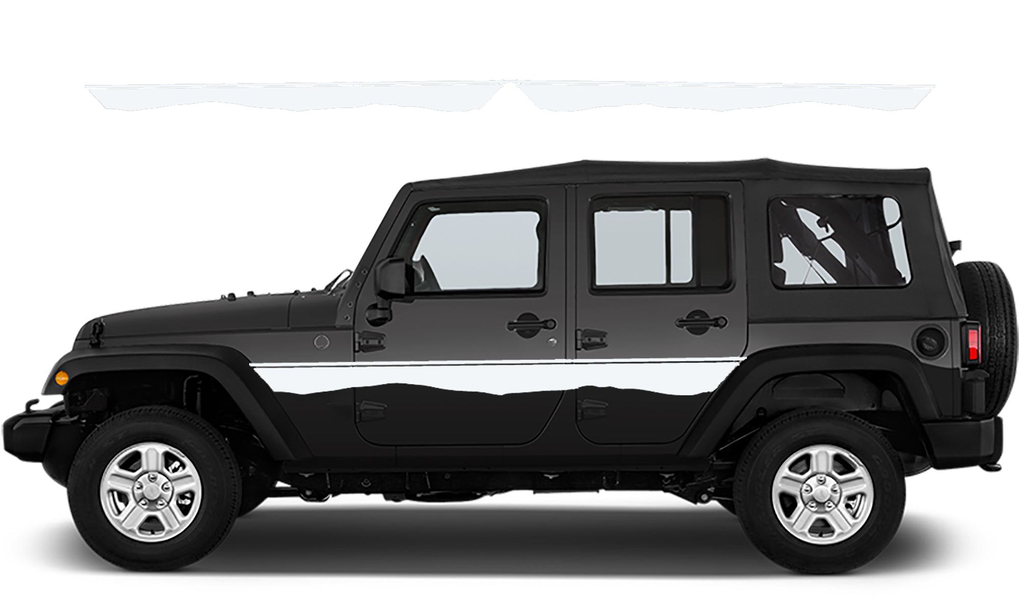 Jeep Wrangler JK Mountain Lines Side Decals (Pair) : Vinyl Graphics Kit fits (2007-2018)