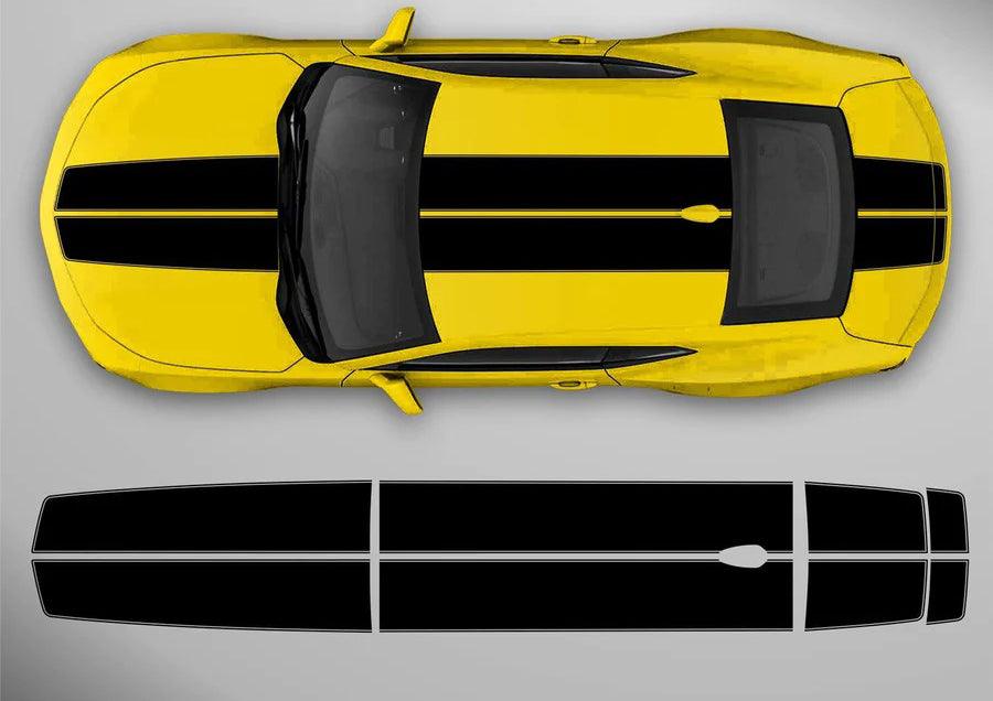 Chevrolet Camaro Contoured Racing Stripes : Vinyl Graphics Kit Fits (2016 to 2018)