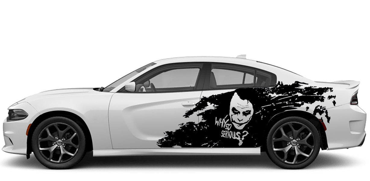 Dodge Charger Joker Grunge Side Decals (Pair) : Vinyl Graphics Kit Fits (2015-2023)