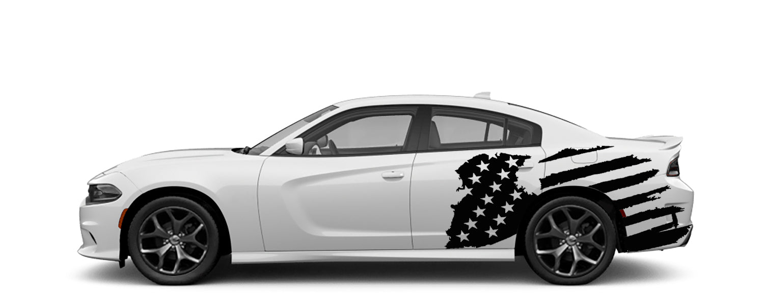 Dodge Charger US Flag Side Decals (Pair) : Vinyl Graphics Kit Fits (2015-2023)