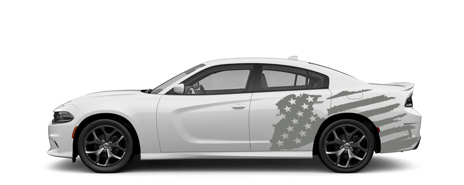 Dodge Charger US Flag Side Decals (Pair) : Vinyl Graphics Kit Fits (2015-2023)