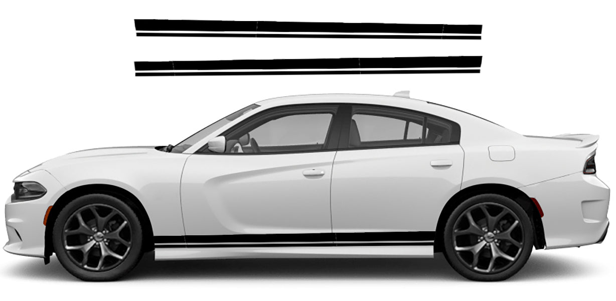 Dodge Charger Standard Rocker Stripes Decals (Pair) : Vinyl Graphics Kit Fits (2015-2023)