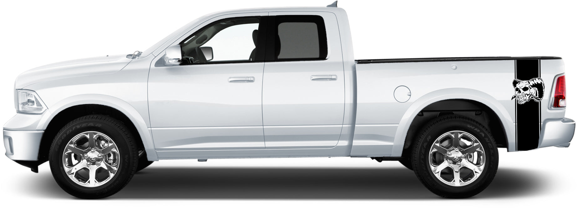 Dodge Ram Skull Bed Decals (Pair) : Vinyl Graphics Kit Fits (2009-2018)