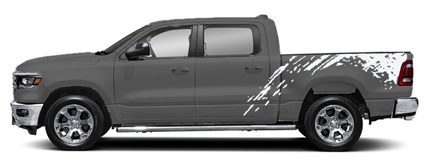 mud splash bed graphics for dodge ram 2018 to 2023 white