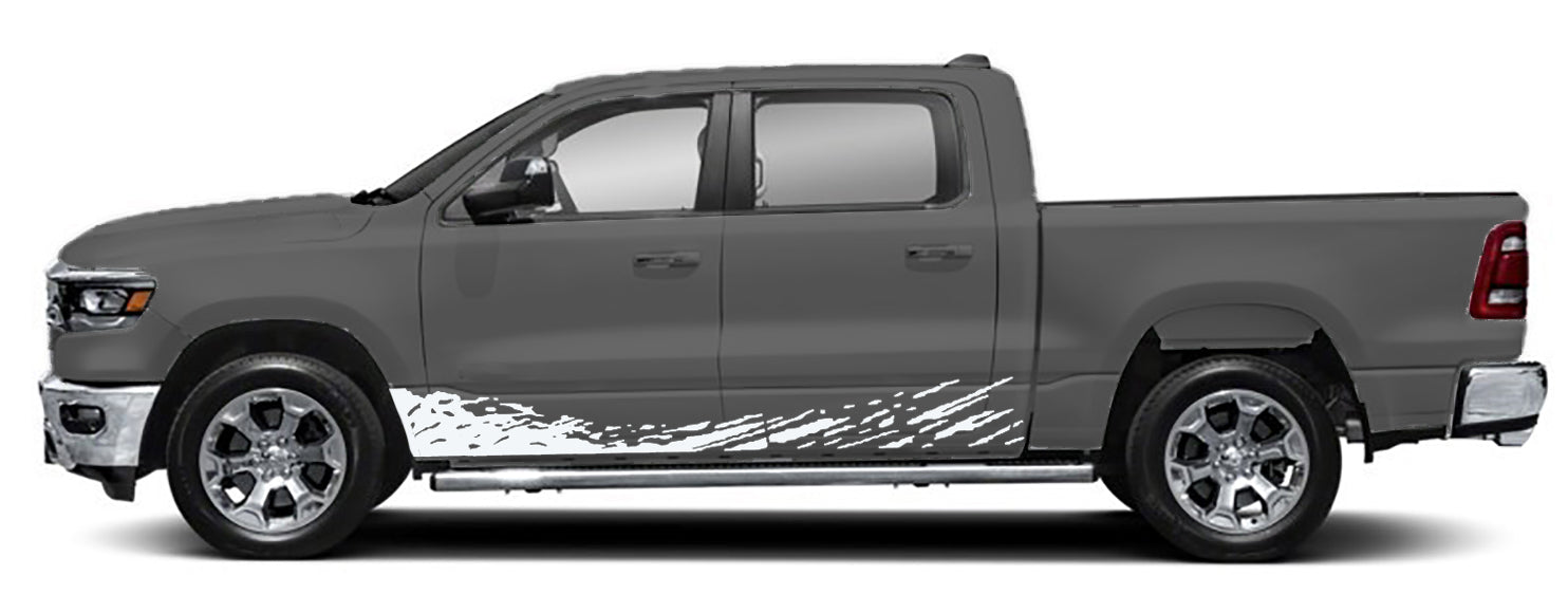 Dodge Ram Mud Splash Off Road Rocker Stripes (Pair) : Vinyl Graphics Kit Fits (2019-2023)