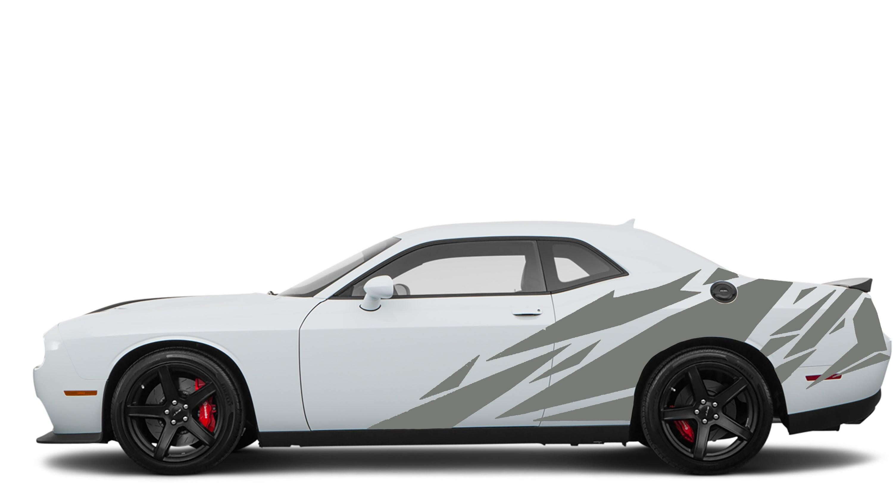 Dodge Challenger, R/T, SRT (2008-2023) Custom Vinyl Decal Graphics - Geometric side Graphics (Pair) - Jkprostickers