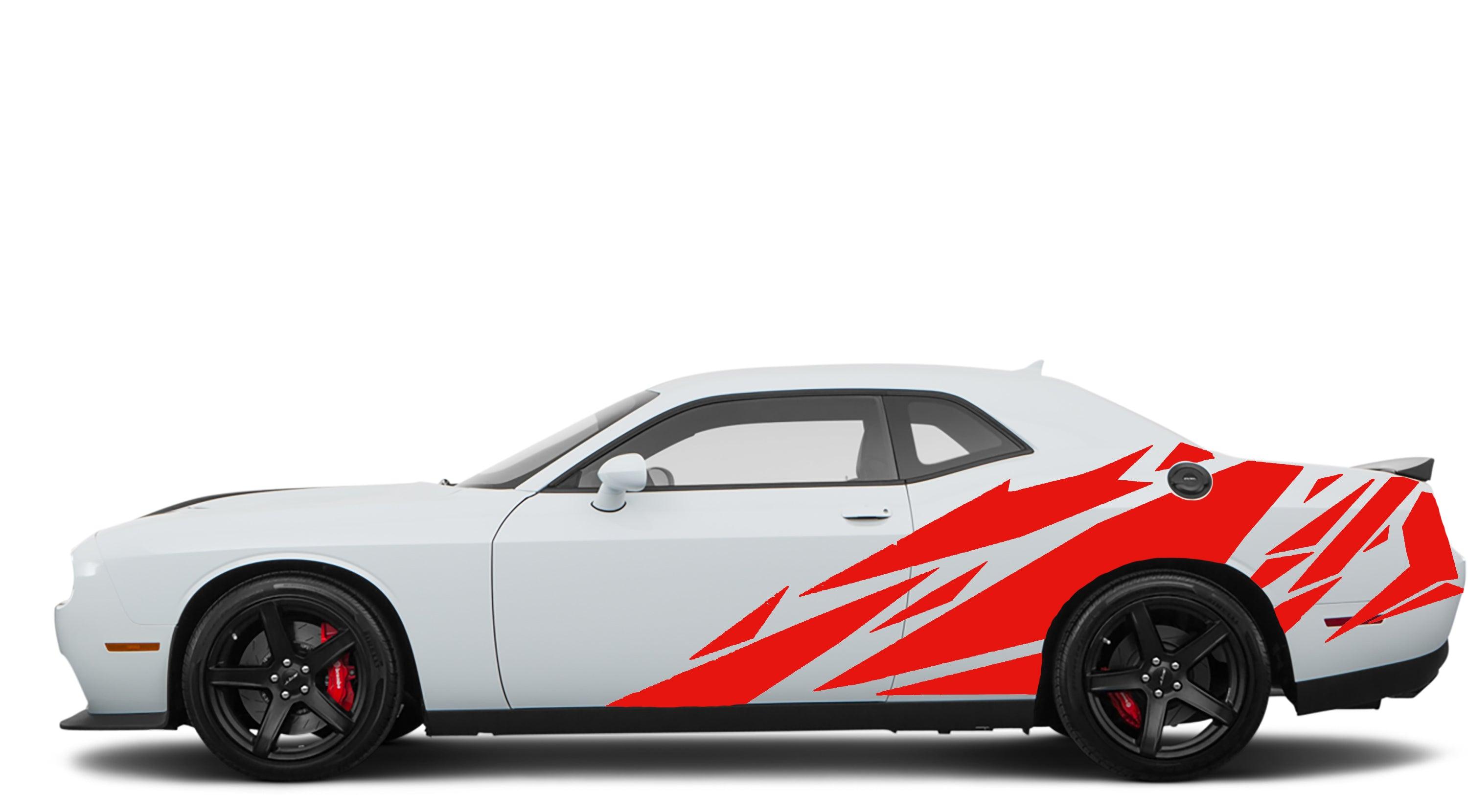 Dodge Challenger, R/T, SRT (2008-2023) Custom Vinyl Decal Graphics - Geometric side Graphics (Pair) - Jkprostickers