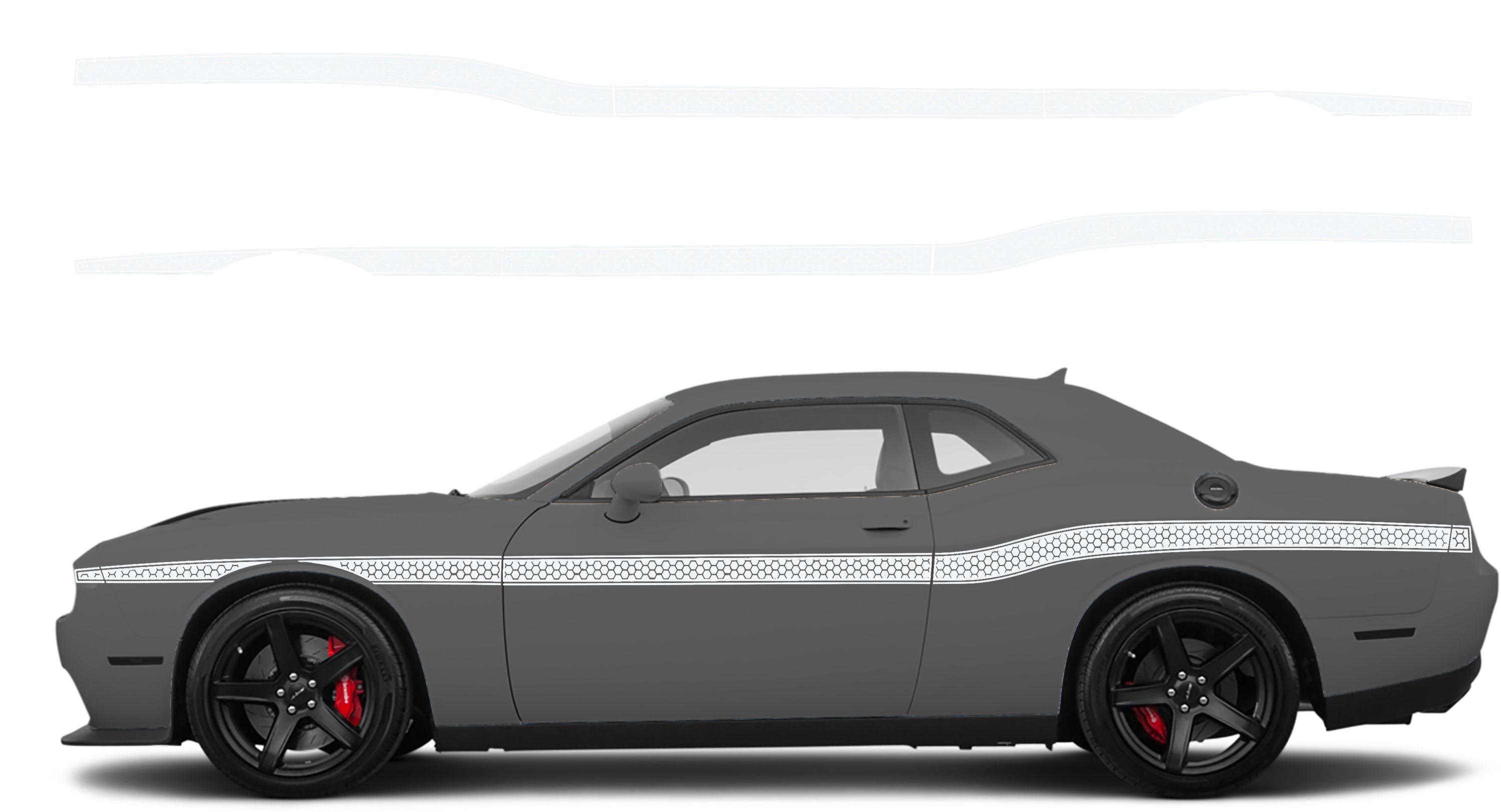 Dodge Challenger, R/T, SRT (2008-2023) Custom Vinyl Decal Graphics - Middle Beltline Honeycomb Style - Jkprostickers