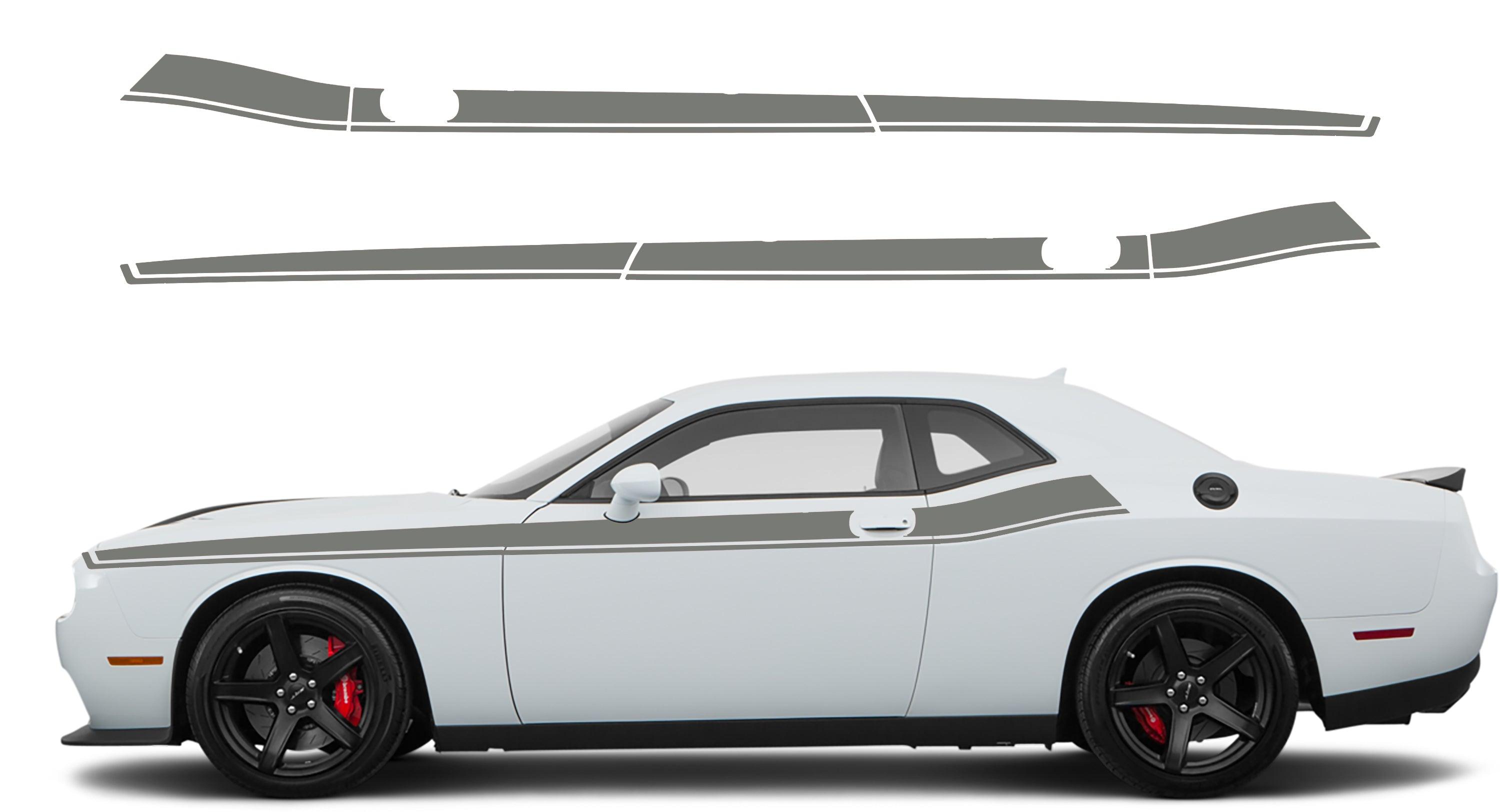 Dodge Challenger, R/T, SRT (2008-2023) Custom Vinyl Decal Graphics - Modern Short Side Stripes - Jkprostickers