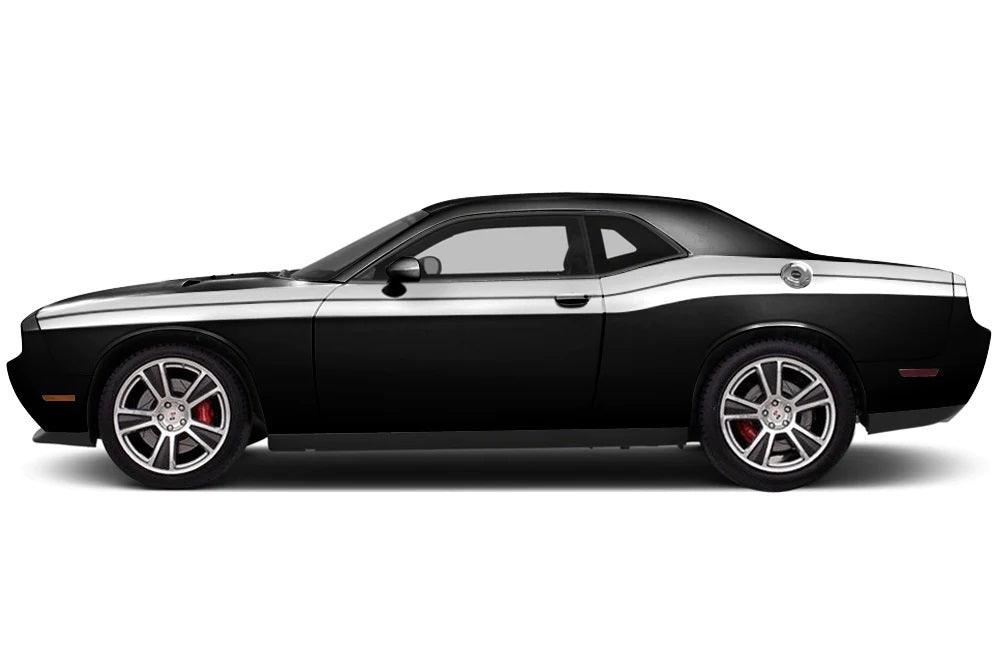 Dodge Challenger (2008-2022) Custom Decals, Graphics and Stickers - Double Full Side Stripes - Jkprostickers