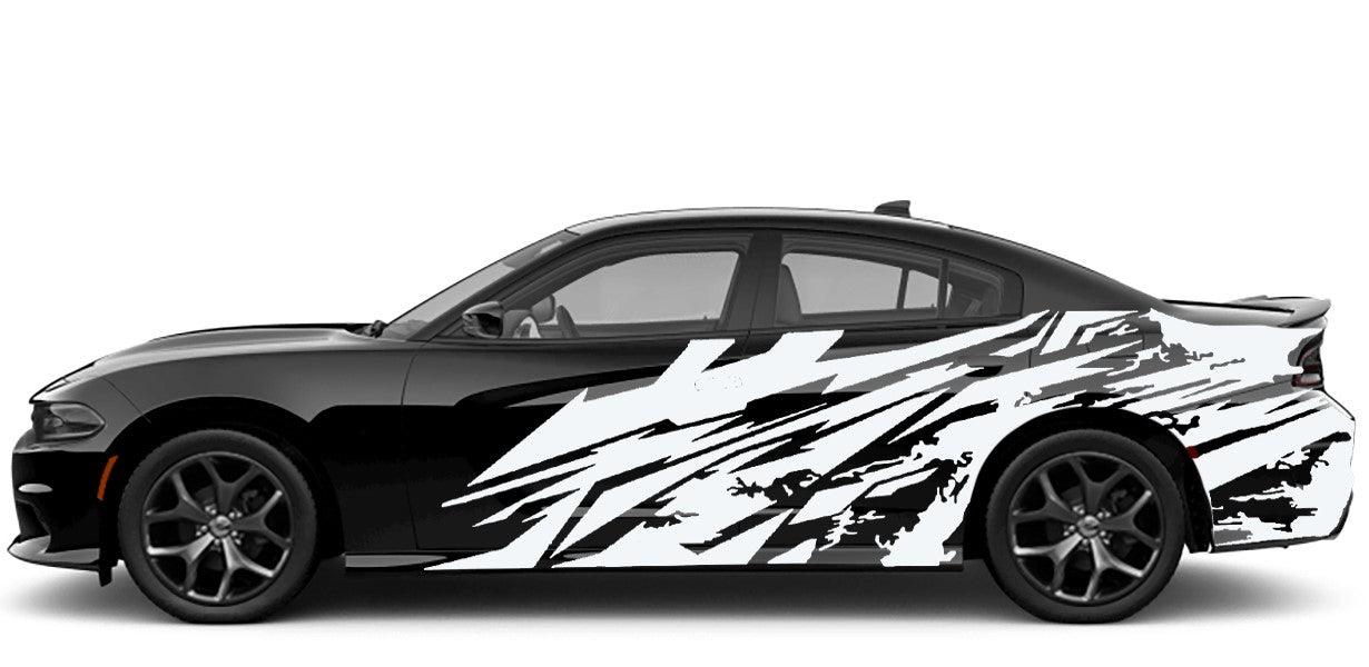 Dodge Charger, GT, SXT, SRT, Hellcat (2015 to 2023) | Custom Vinyl Decal Graphics - Grunge Vestroyed Kit (Pair) - Jkprostickers