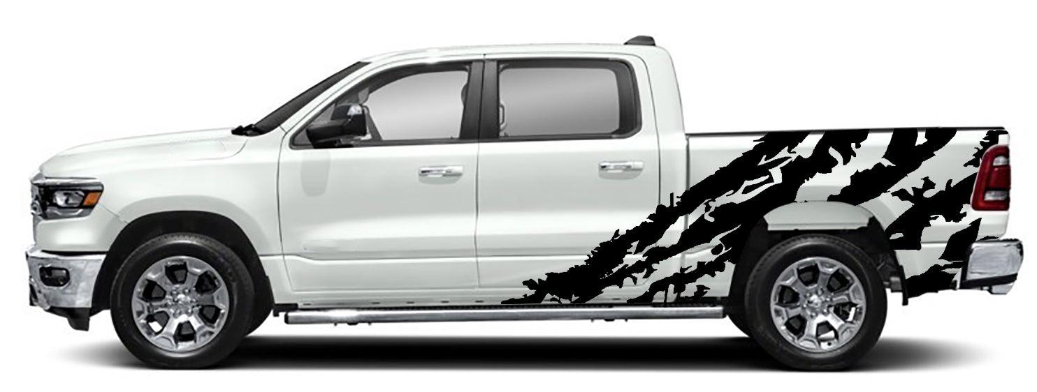 Dodge Ram 1500/2500 (2019-2023) Custom Vinyl Decals, Graphics and Stickers - Side Shred Kit (Pair) - Jkprostickers