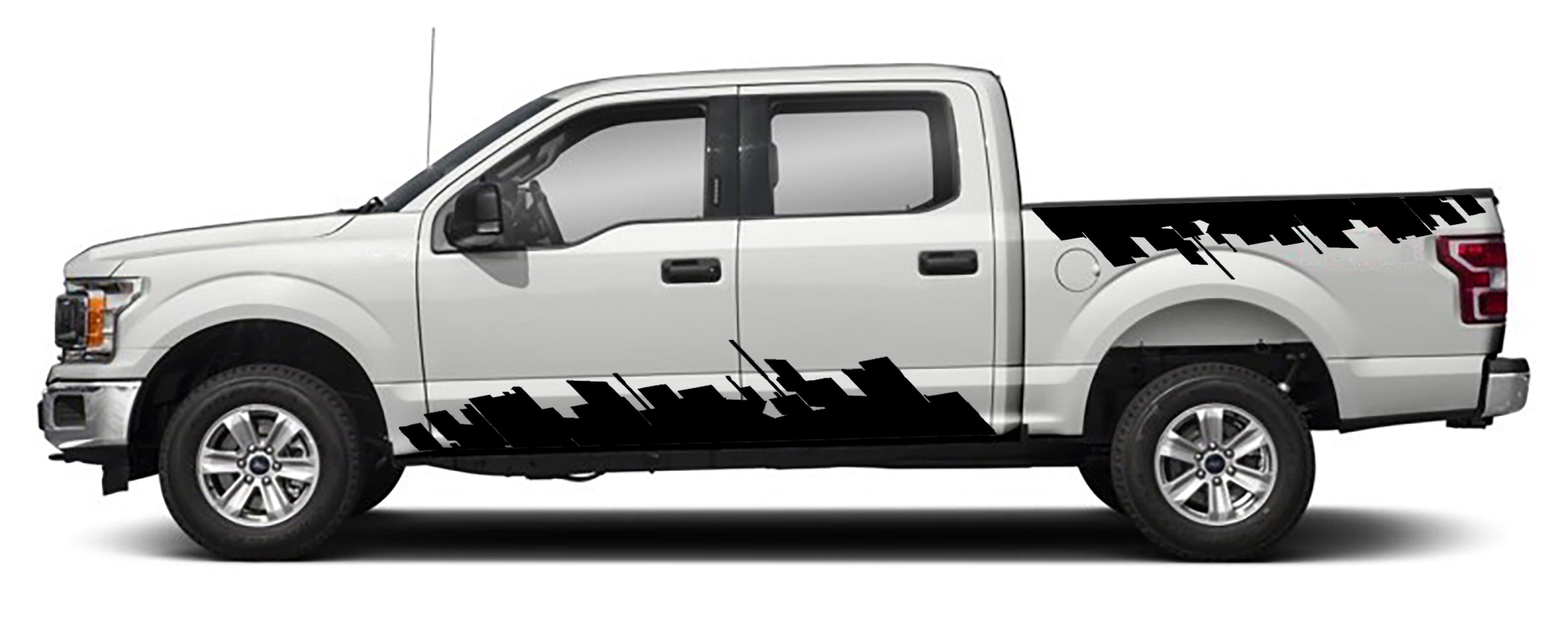 Ford F-150 City Skyline Side Decals (Pair) : Vinyl Graphics Kit Fits (2015-2020)