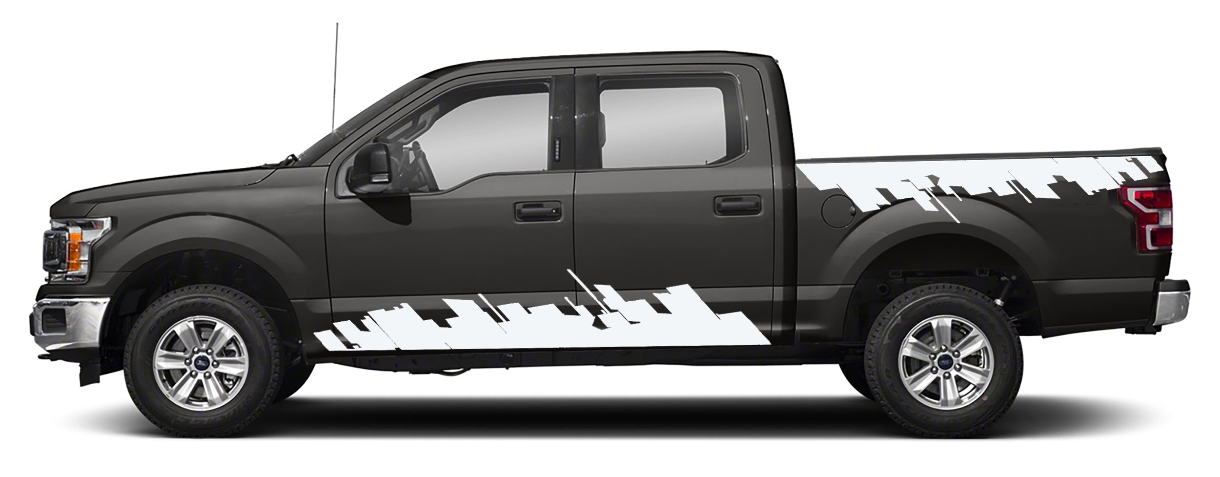 Ford F-150 City Skyline Side Decals (Pair) : Vinyl Graphics Kit Fits (2015-2020)