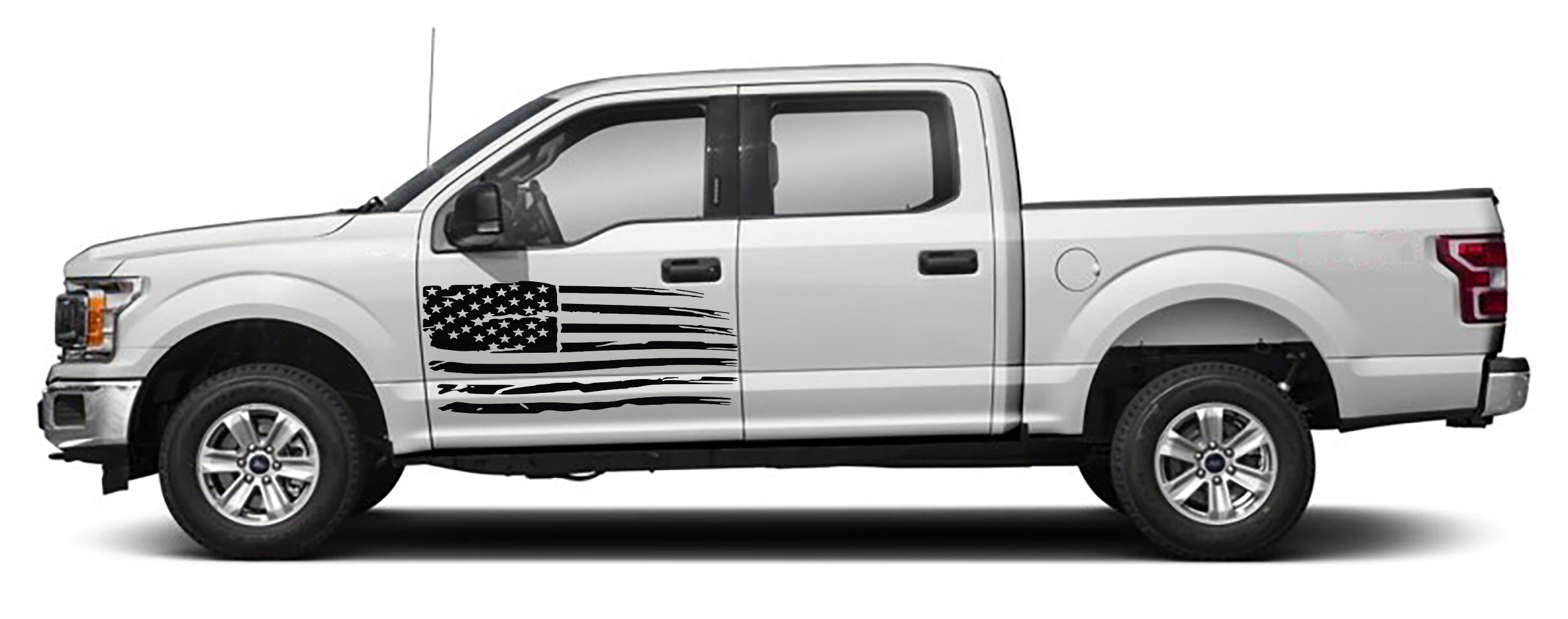 Ford F-150 USA Flag Door Decals (Pair) : Vinyl Graphics Kit Fits (2015-2020)