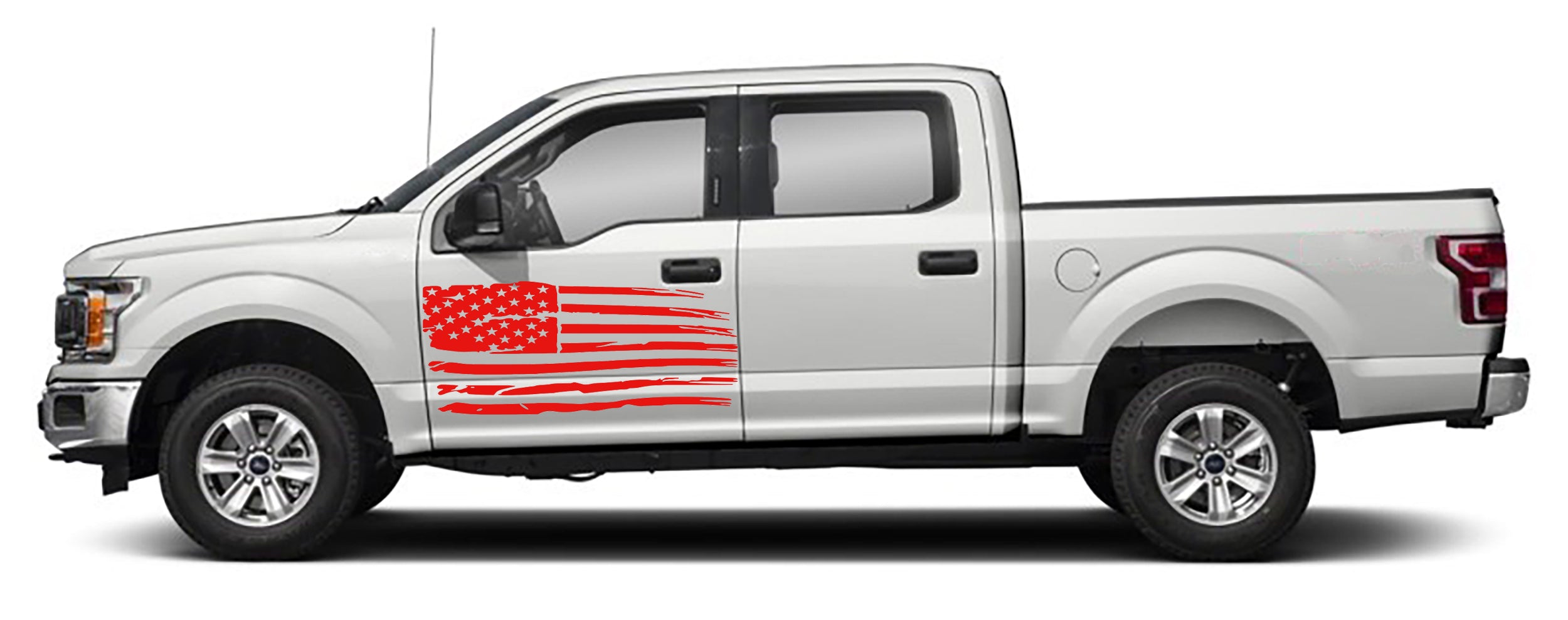 Ford F-150 USA Flag Door Decals (Pair) : Vinyl Graphics Kit Fits (2015-2020)