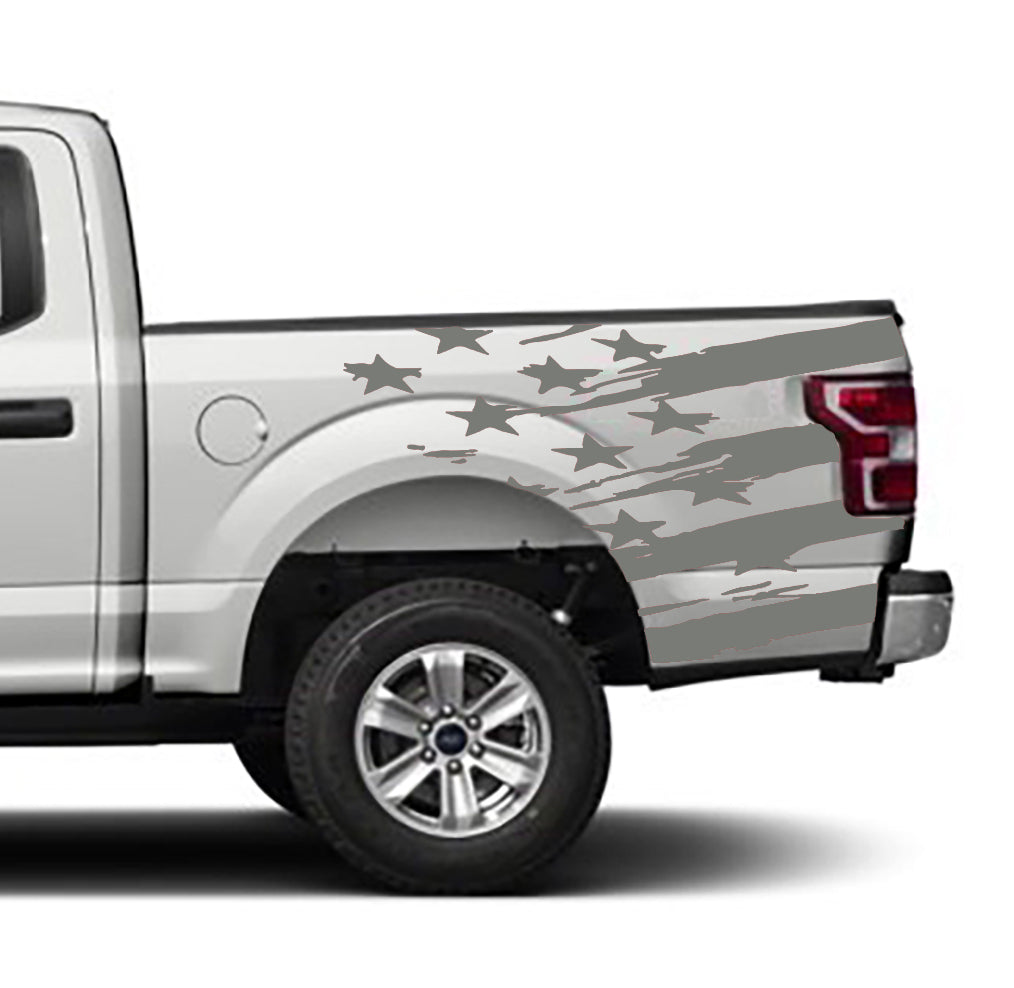 Ford F-150 USA Flag Bed Decals (Pair) : Vinyl Graphics Kit Fits (2015-2020)