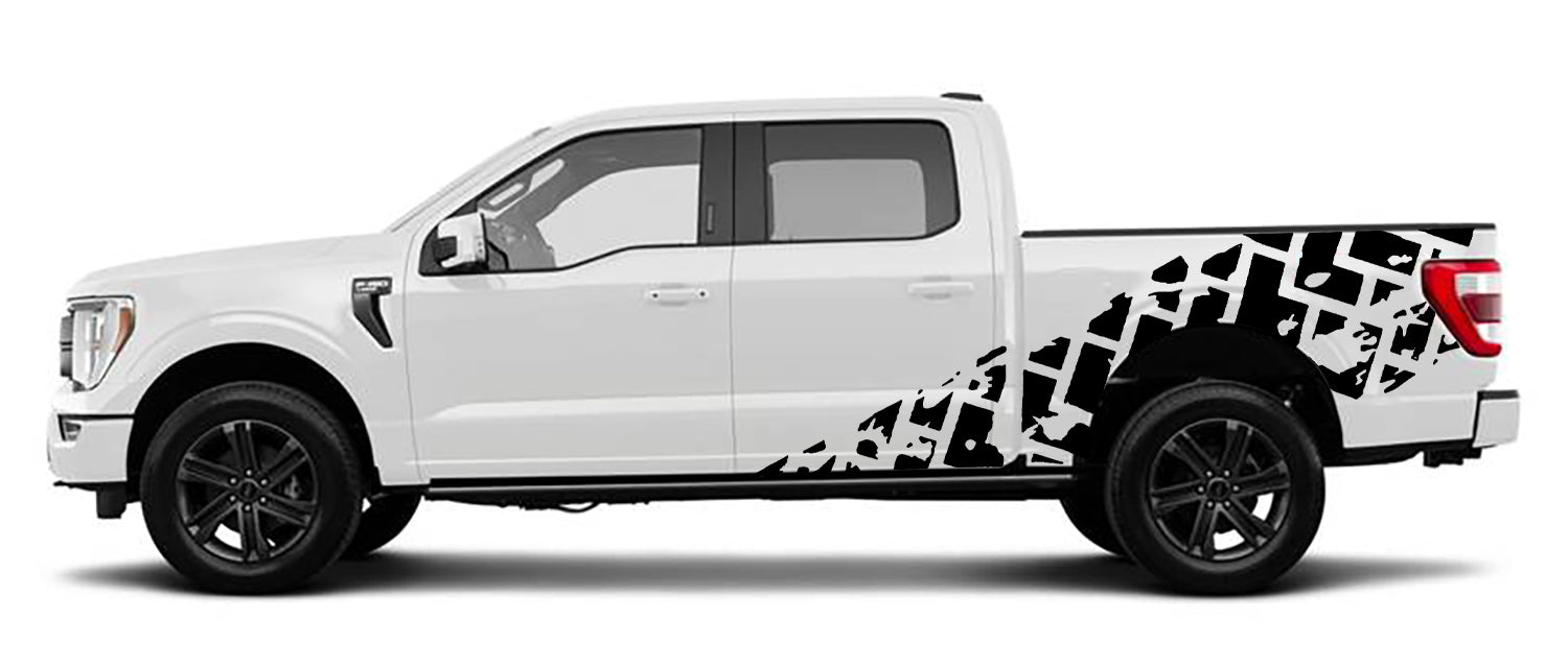 Ford F-150 Tire Tracks Side Decals (Pair) : Vinyl Graphics Kit Fits (2021-2023)
