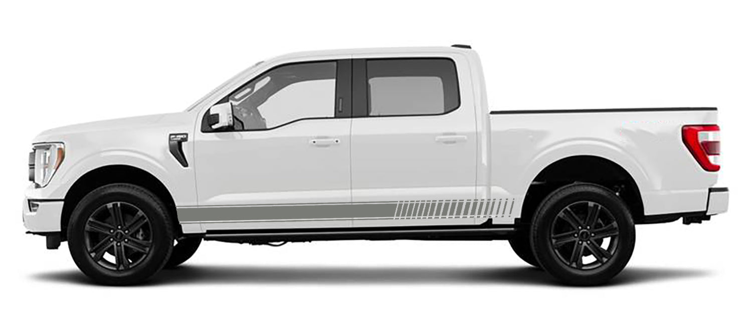 Ford F-150 Long Rocker Stripes Decals (Pair) : Vinyl Graphics Kit Fits (2021-2023)