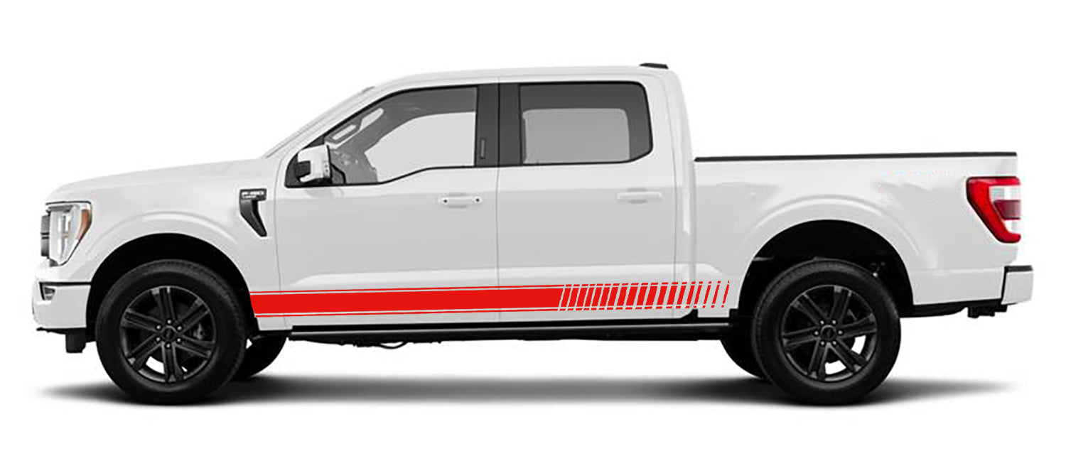 Ford F-150 Long Rocker Stripes Decals (Pair) : Vinyl Graphics Kit Fits (2021-2023)