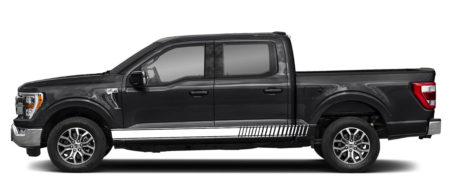 Ford F-150 Long Rocker Stripes Decals (Pair) : Vinyl Graphics Kit Fits (2021-2023)