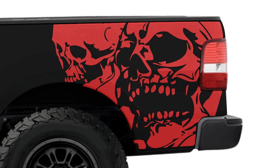 Ford F-150 (2004-2008) | Custom Decals, Graphics and Stickers - Double Skull Bed Kit - Jkprostickers