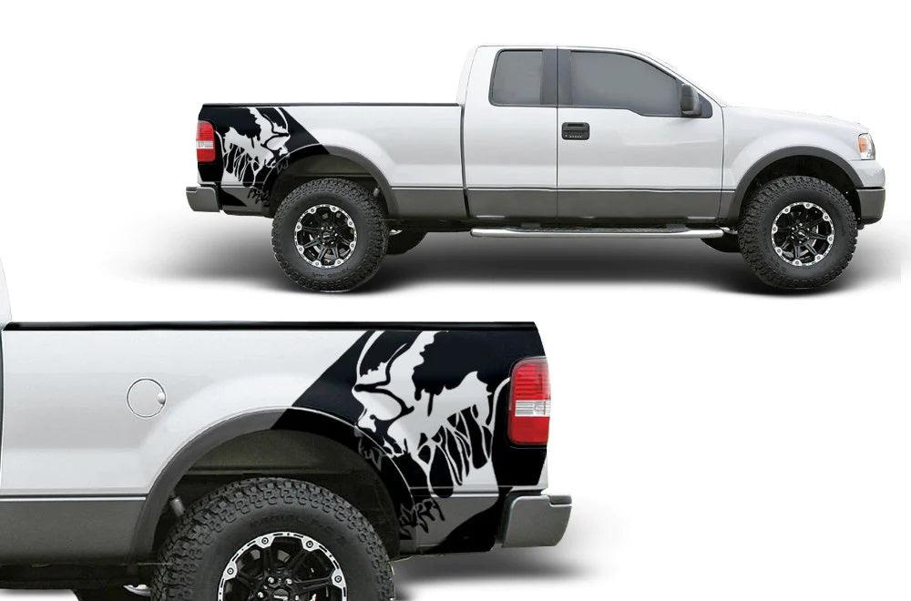 Ford F-150 Scream Skull Bed Decals (Pair) : Vinyl Graphics Kit Fits (2004-2008)