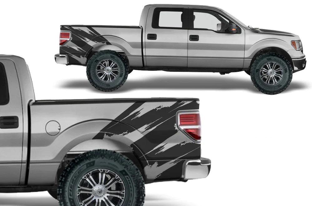 Ford F-150 Torn Bed Decals (Pair) : Vinyl Graphics Kit Fits (2009-2014)