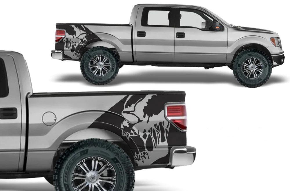 Ford F-150 Skull Scream Bed Decals (Pair) : Vinyl Graphics Kit Fits (2009-2014)