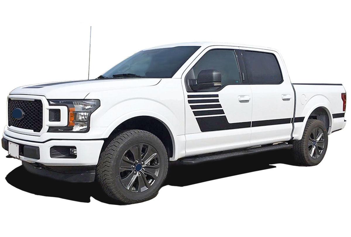 Ford F-150 Hockey Side Stripes Decals (Pair) : Vinyl Graphics Kit Fits (2015-2020)