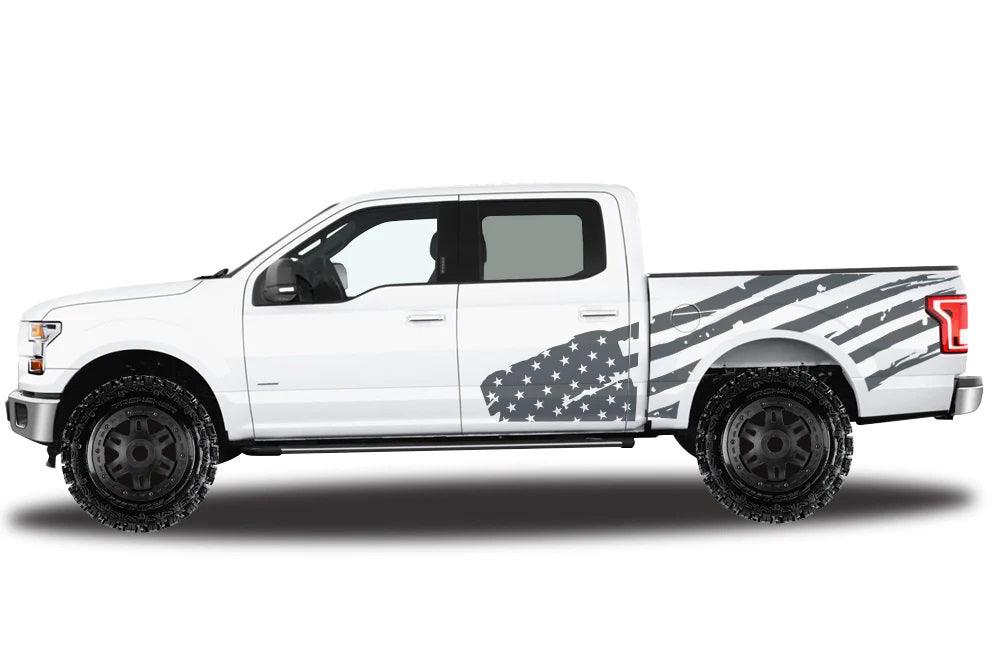 Ford F-150 (2015-2020) | Custom Decals, Graphics and stickers - Patriot USA Flag Kit - Jkprostickers