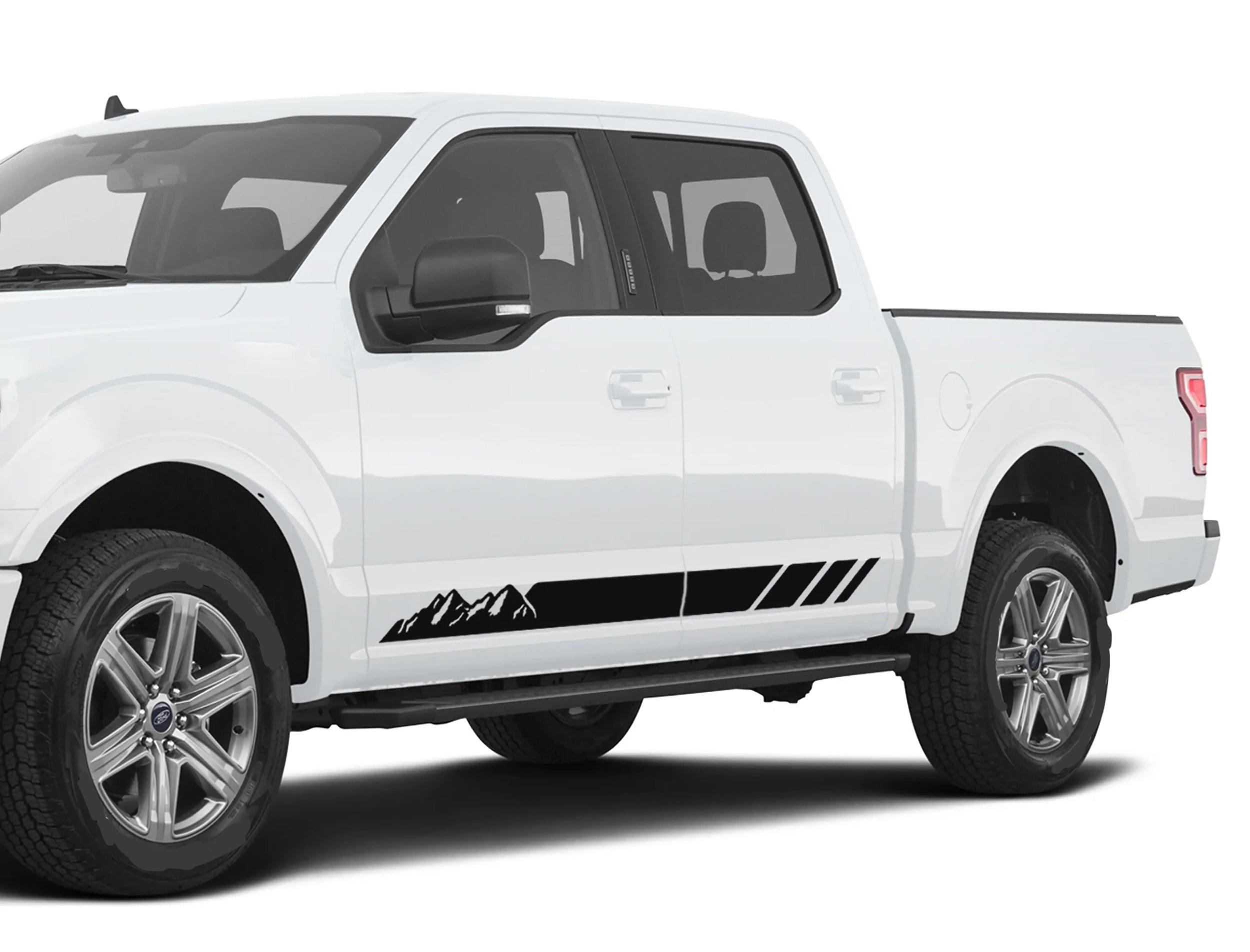 Ford F-150 Mountains Rocker Stripe Decals (Pair) : Vinyl Graphics Kit Fits (2015-2020)