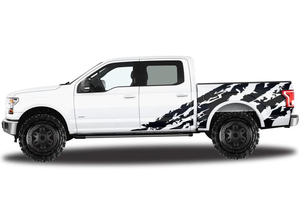 Ford F-150 Shredded Side Decals (Pair) : Vinyl Graphics Kit Fits (2015-2020)
