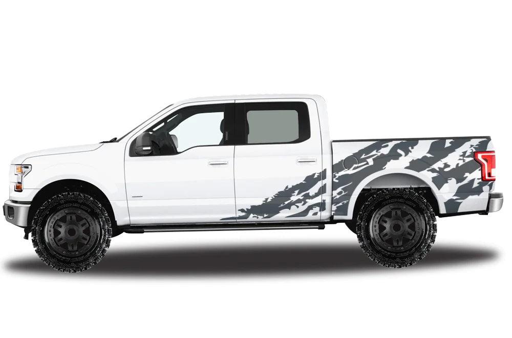 Ford F-150 SuperCrew (2015-2020) | Custom Decals, Graphics and Stickers - Shredded Bed Kit - Jkprostickers