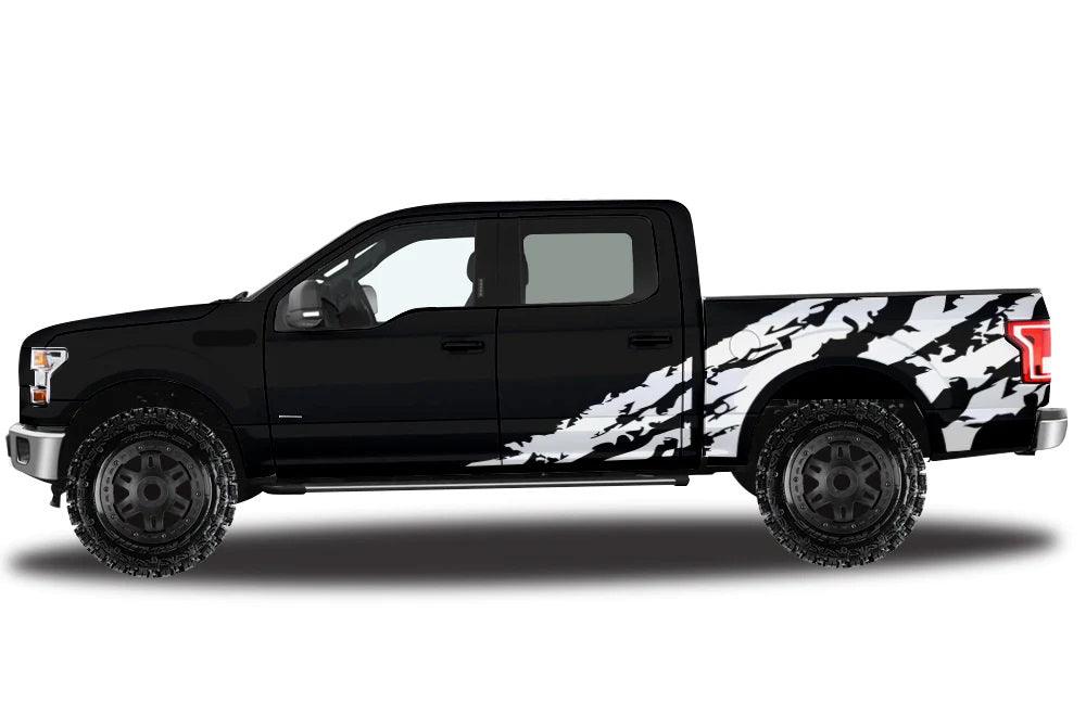 Ford F-150 SuperCrew (2015-2020) | Custom Decals, Graphics and Stickers - Shredded Bed Kit - Jkprostickers