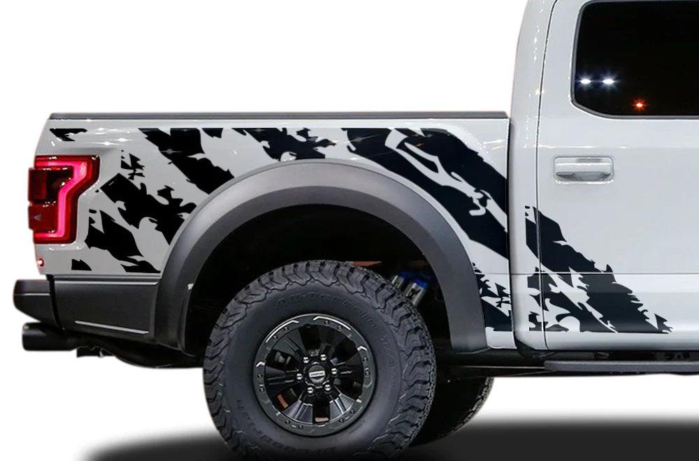 Ford F-150 SVT Raptor Half Side Shred Decals (Pair) : Vinyl Graphics Kit Fits (2015-2020)