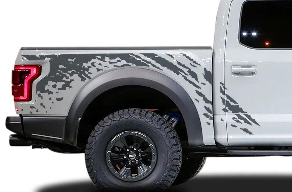 Ford F-150 SVT Raptor Mud Splash Bed Decals (Pair) : Vinyl Graphics Kit Fits (2015-2020)