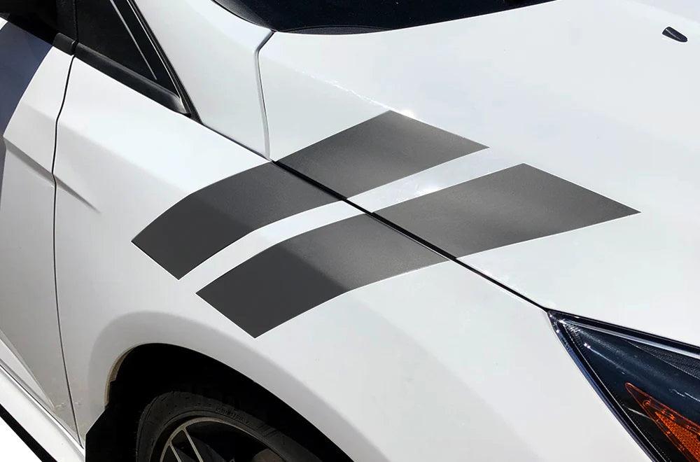 Ford Focus Hood Hash Marks Decals (Pair) : Vinyl Graphics Kit Fits (2015-2018)