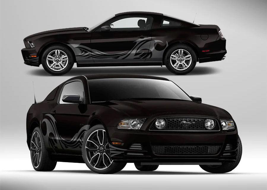 Ford Mustang (2005 to 2014) Custom Decals, Graphics and Stickers - Tribal Side Wrap Kit - Jkprostickers