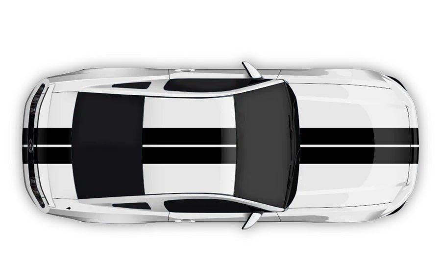 Ford Mustang Dual Full Body Racing Stripes Decals (Pair) : Vinyl Graphics Kit Fits (2005-2023)