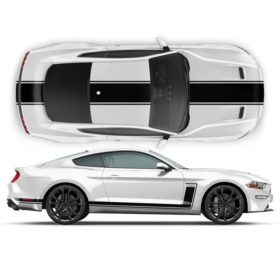 Ford Mustang R Spec Full Car Stripe Decals (Pair) : Vinyl Graphics Kit Fits (2015-2023)