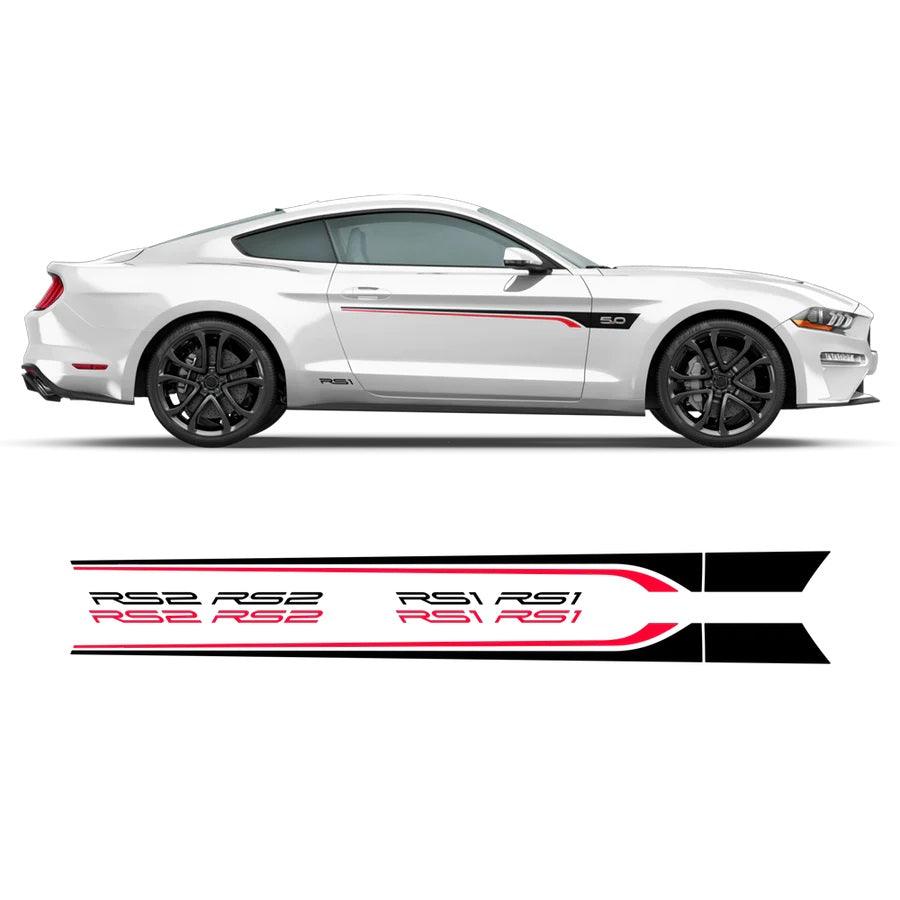 Ford Mustang Roush Side Door Stripes Decals (Pair) : Vinyl Graphics Kit Fits (2015-2023)