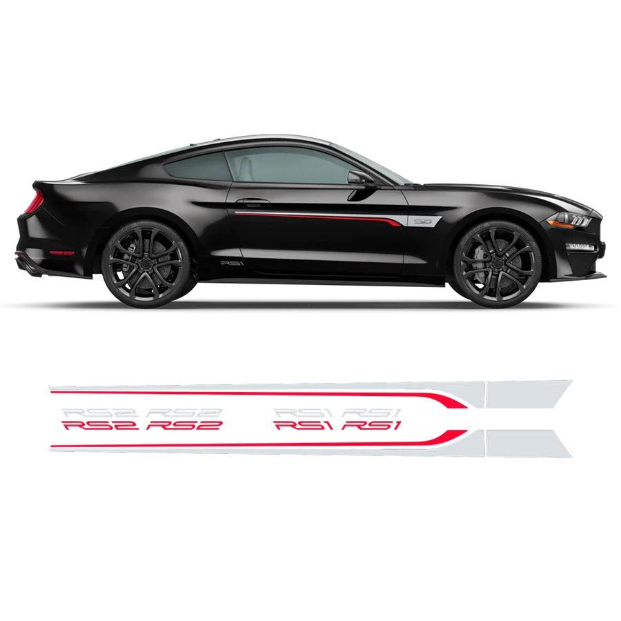 Ford Mustang (2015-2022) Custom Decals, Graphics and Stickers - Roush Side Door Stripes - Jkprostickers