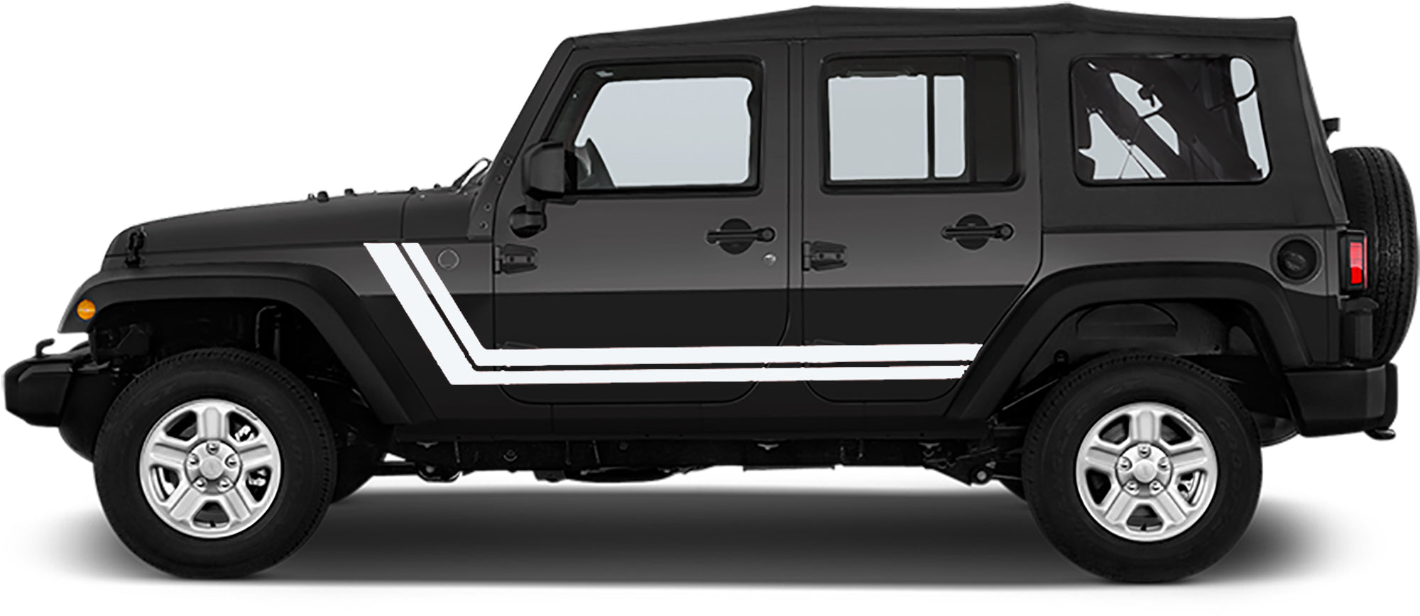 Jeep Wrangler JK Retro Dual Side Stripes (Pair) : Vinyl Graphics Kit fits (2007-2018)